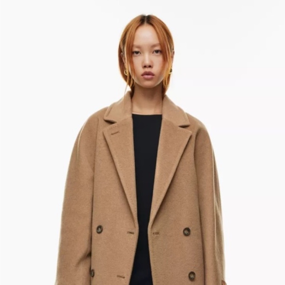 Aritzia Babaton ‘The Slouch Mid’ Coat; Double-Breasted Camel Wool